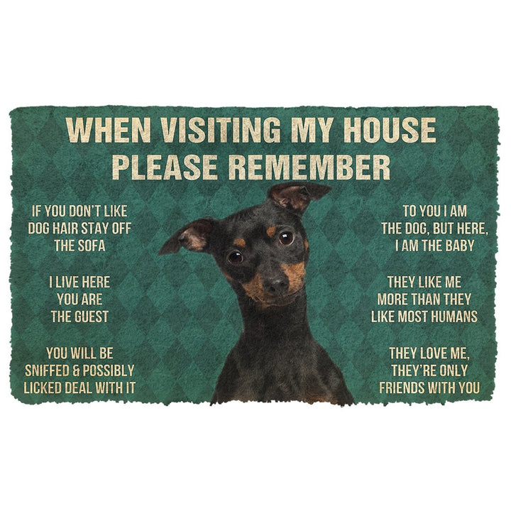 Waybackapparel Please Remember Miniature Pinscher Dog’S House Rules 3D Doormat