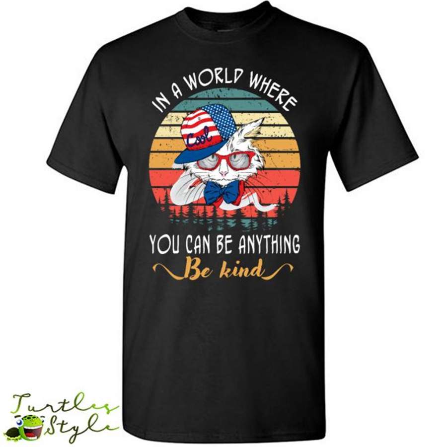 Cute Cat Kitten, In A World Where you Can Be Anything Be Kind, Sunflower – Gildan Short Sleeve Shirt