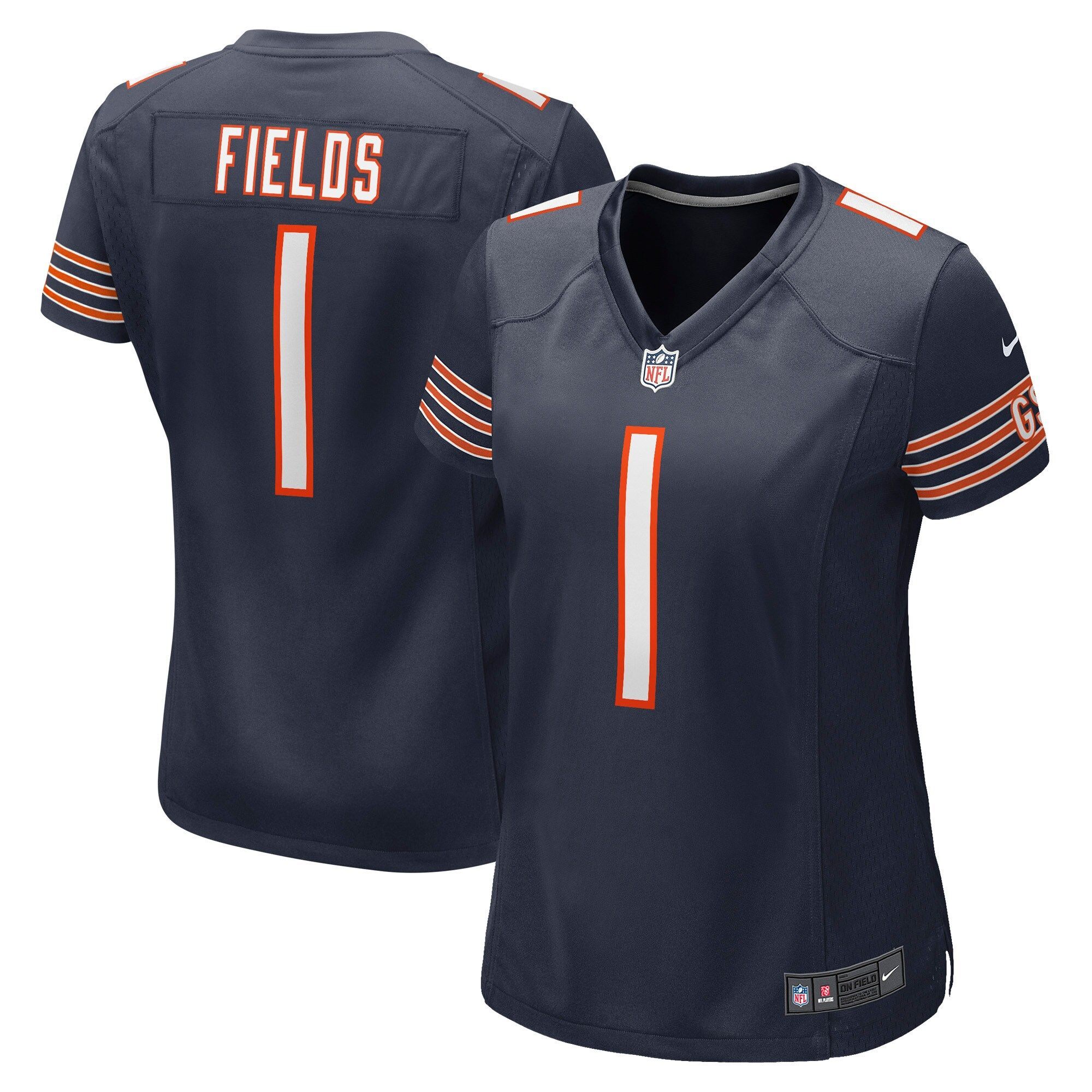 Womens Chicago Bears Justin Fields Navy 2021 NFL Draft First Round Pick Game Jersey Gift For Chicago Bears Fans