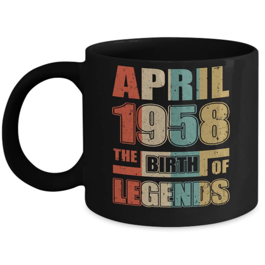 Vintage Retro April 1958 Birth Of Legends 62th Birthday Mug