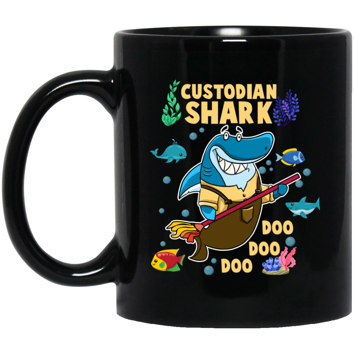 Custodian Shark Doo Doo Doo Mugs