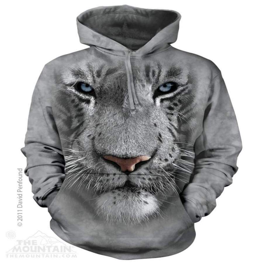 White Tiger Face Adult Hoodie Sweatshirt