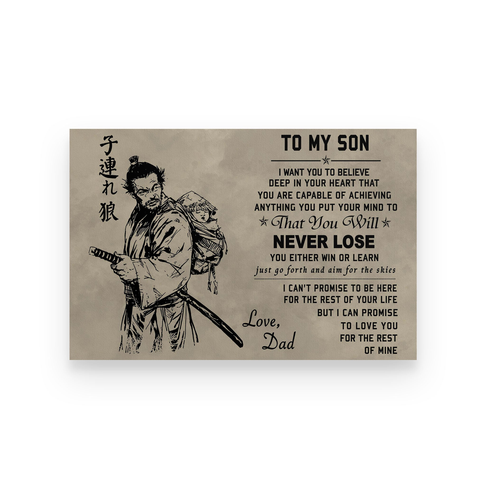 Poster samurai Doc dad for son that you will never lose