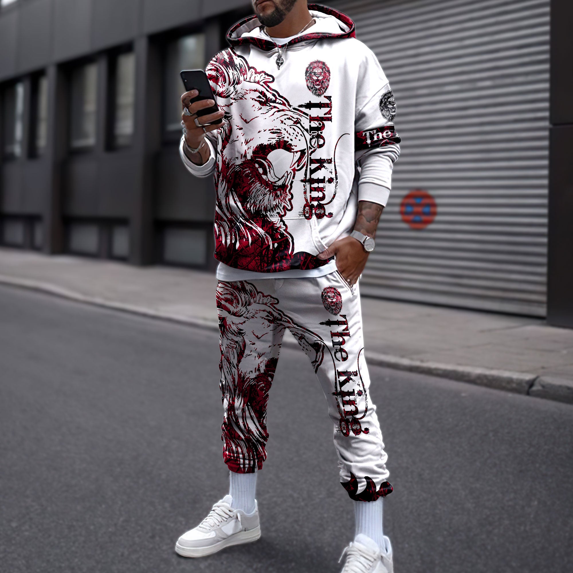 Alpha King Lion Tattoo 3D All Over Printed Combo Hoodie + Sweatpant