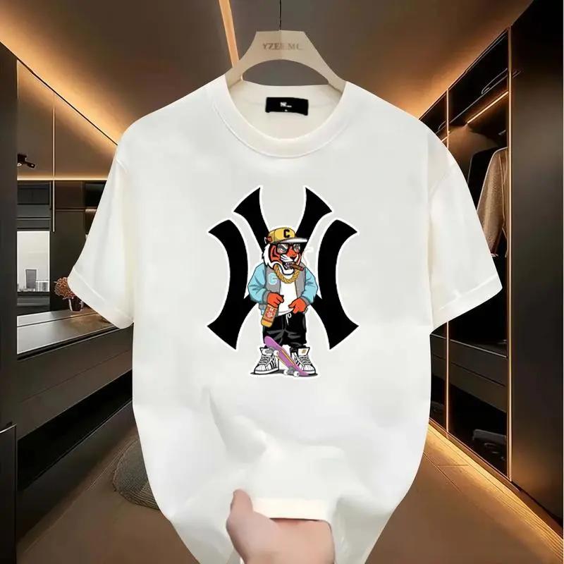 Fashion Tiger Design, Hip-Hop Style T-Shirt, Couple Style, Youthful and Energetic, Men’s Short Sleeve Round Neck Street Style T-Shirt For Summer and Spring, Graphic Print, Casual Streetwear