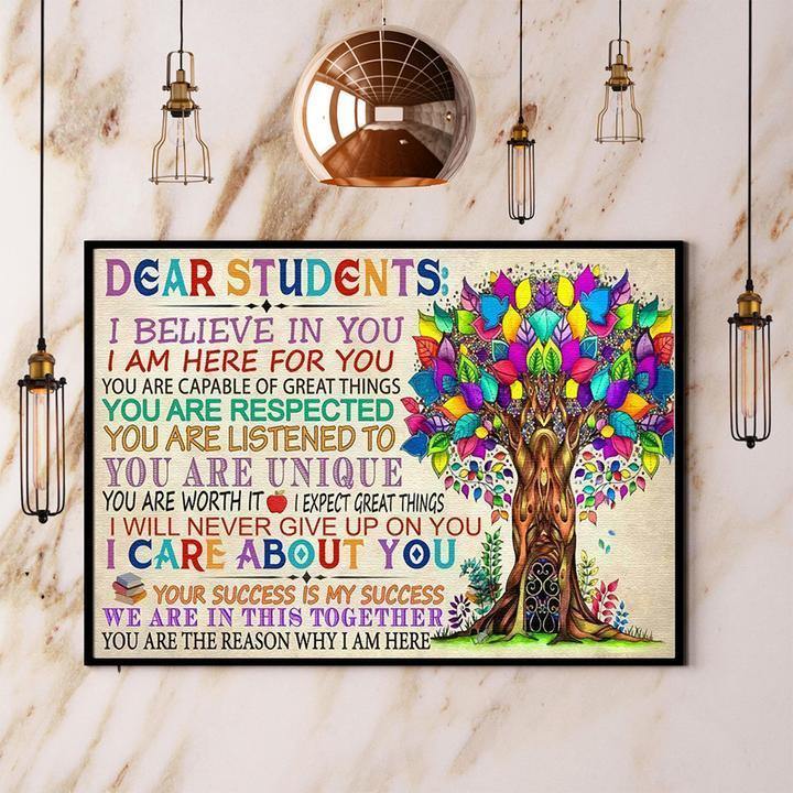 Teacher Dear Student I Believe In You Gift For Family Home Decor Matte Canvas Canvas Prints