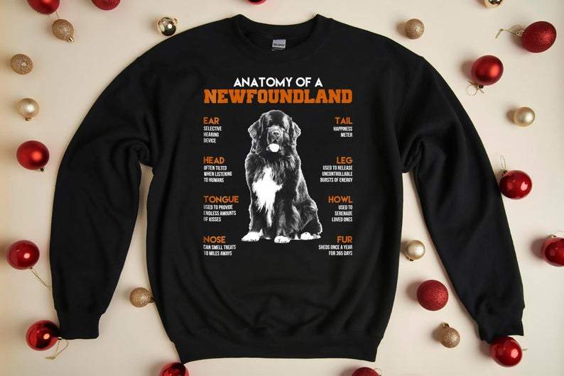 Anatomy Of A Newfoundland Dogs T Shirt Funny Gift, Ugly Christmas Shirt, Hoodie Shirt, Unisex T-Shirt.