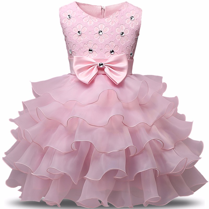 Summer Flower Kids Dress For Girls Christening Gown Tutu Fluffy Dress Children Wedding Princess Party Costumes Baby Girl Clothes alx