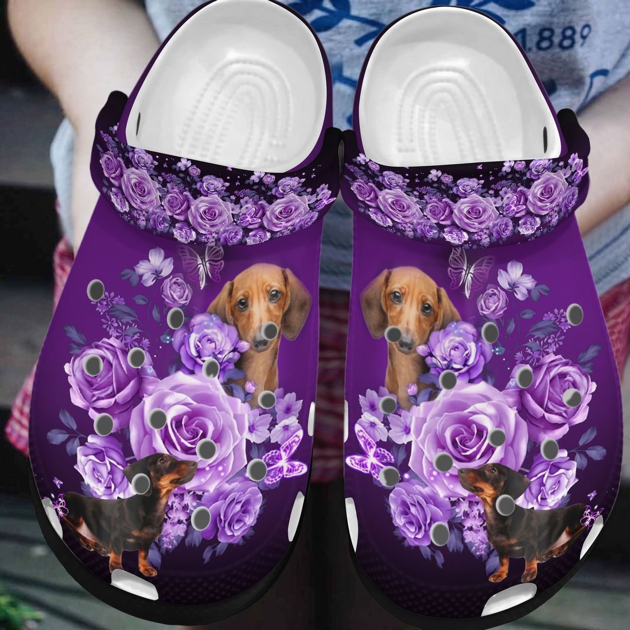 Dachshund Personalized Clog, Custom Name, Text, Color, Number Fashion Style For Women, Men, Kid, Print 3D Dachshund Floral