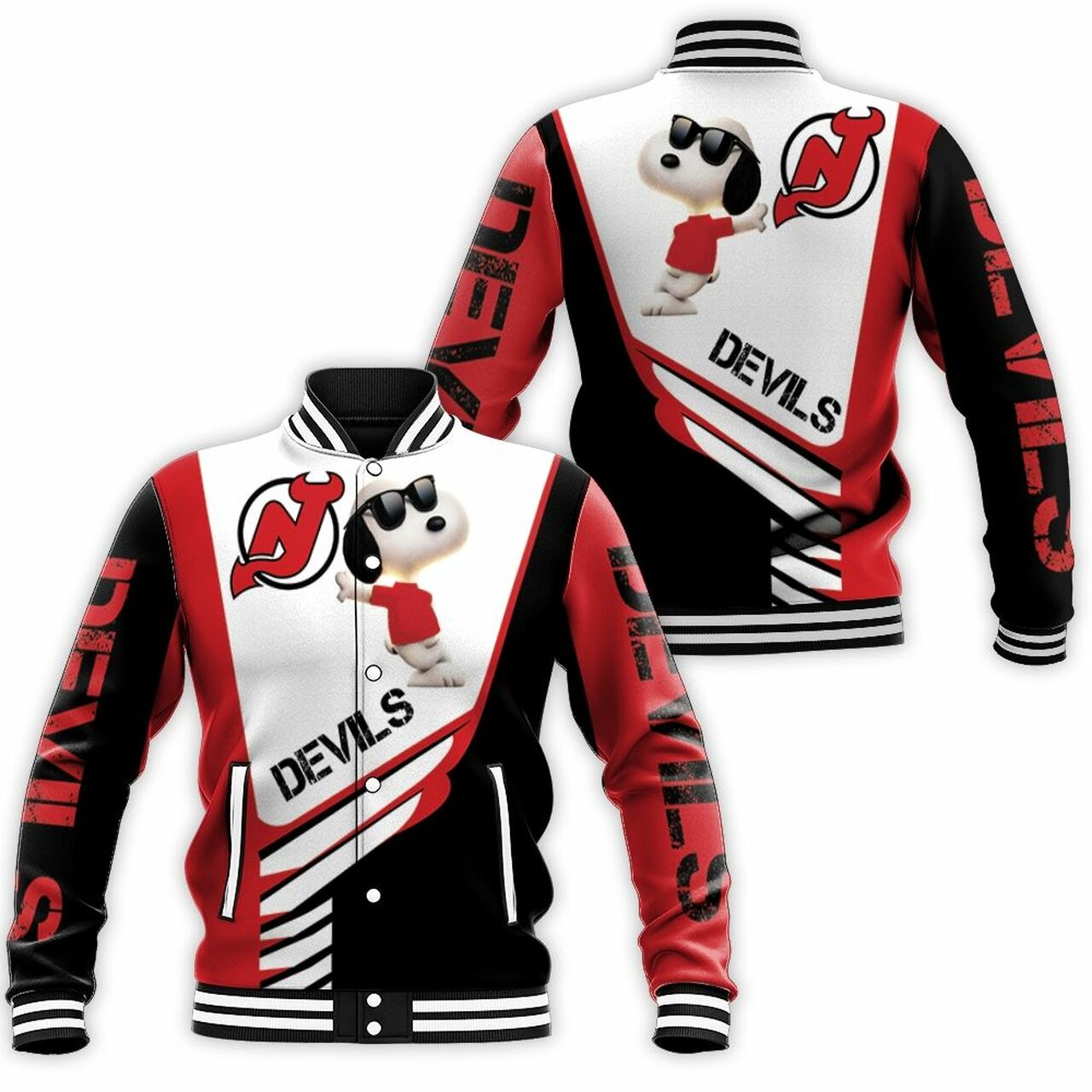 New Jersey Devils Snoopy For Fans Baseball Jacket