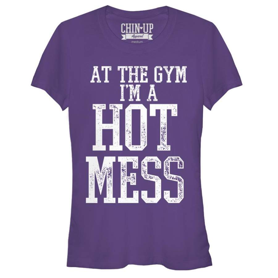 CHIN UP Junior’s Hot Mess  T Shirt Purple