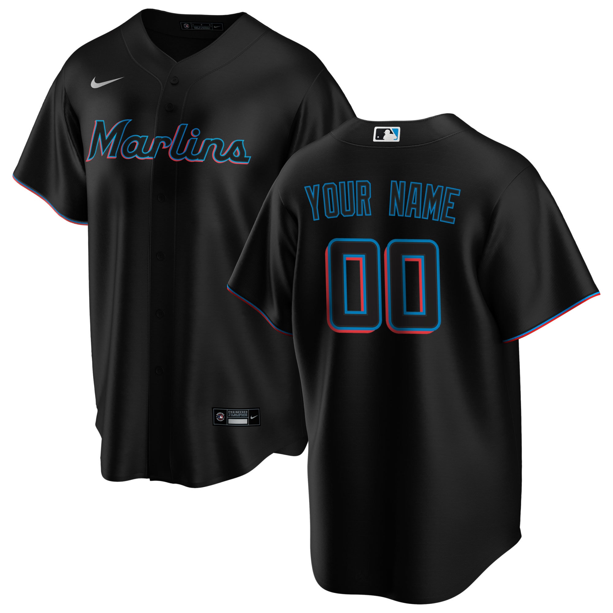 Men’s Miami Marlins Black Alternate Custom Jersey