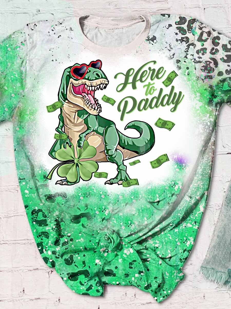 T-Rex With Shamrock Grass 3D Hoodie – Here To Paddy Happy Patrick’S Day T-Shirt Long Sleeve Gifts For Friends – T371