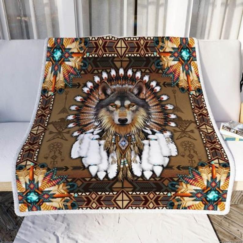 Wolf Native American 3D All Over Printed Blanket