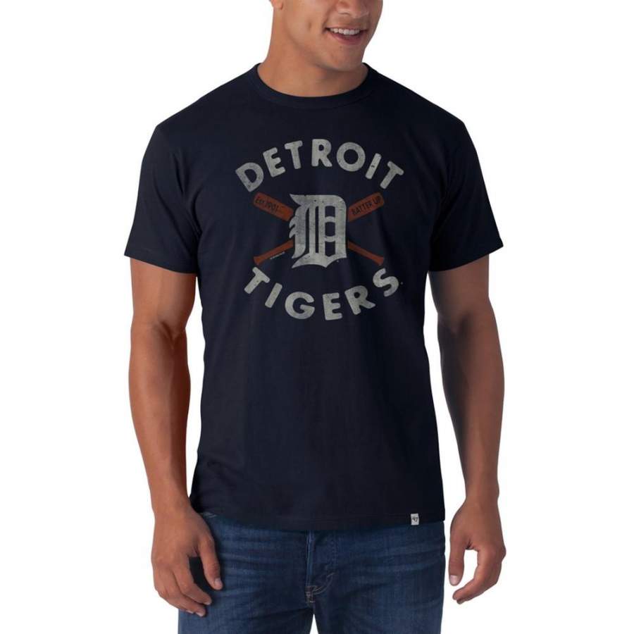 Detroit Tigers – Flanker Distressed Batter Up Logo Premium T-Shirt