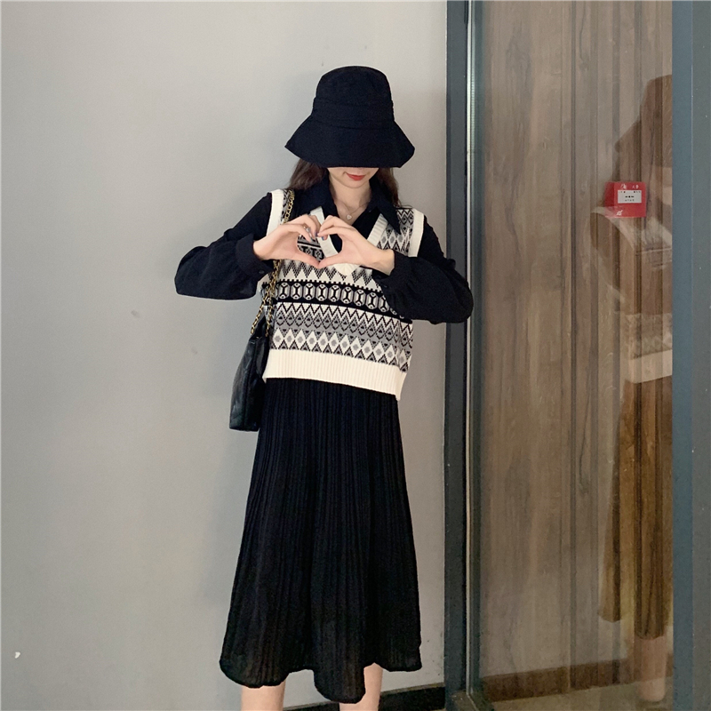 Vintage Argyle Knitted Vest Women V-Neck Sleeveless Oversized Pullovers Female Waistcoat Tops Autumn Casual Loose Sweater Vest alx