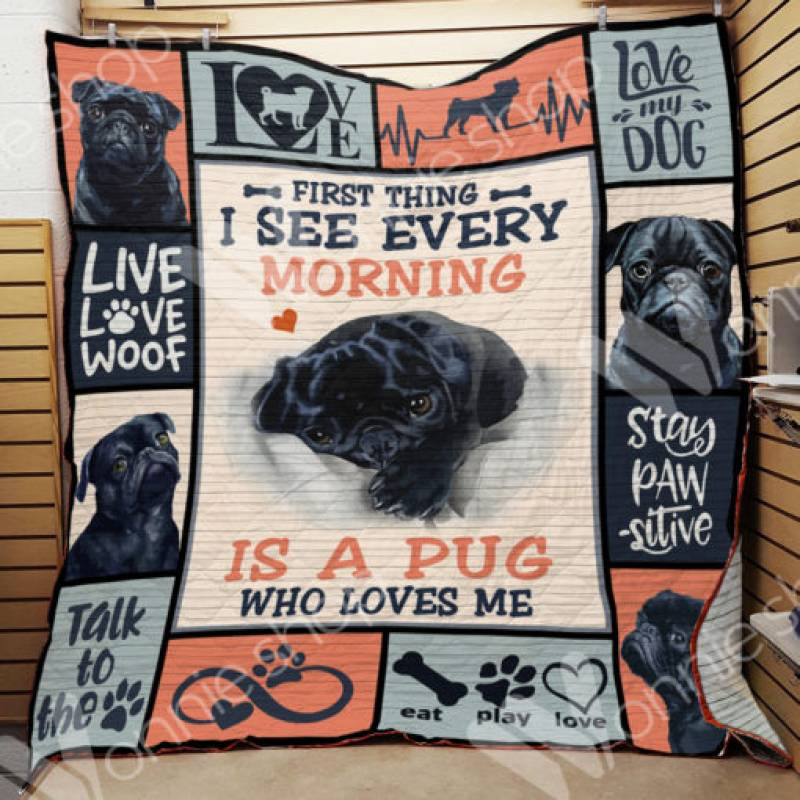 Black Pug Dog Blanket DCB1701 67O49