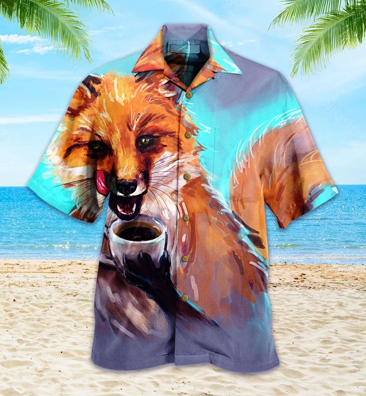 Funny Fox Coffee Orange Hawaii Shirt Ha34442