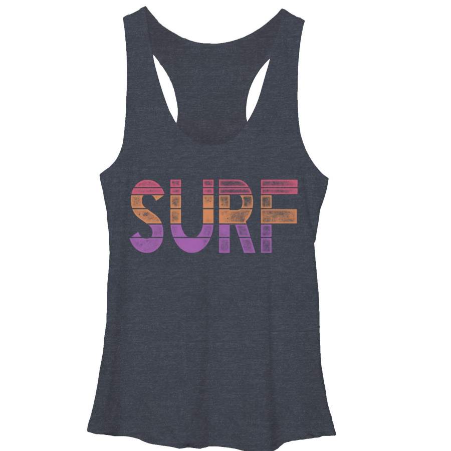 CHIN UP Women’s Surf Sun  Racerback Tank Navy Blue Heather