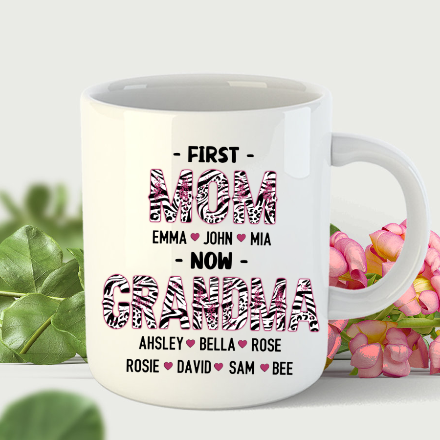 Presonnalized First Mom Now Grandma Valentine Mug