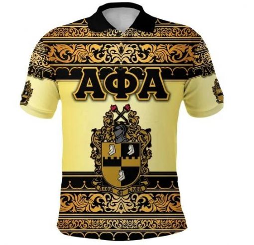 Alpha Phi Alpha 1906 Crest Sphinx Floral Pattern Polo Shirt