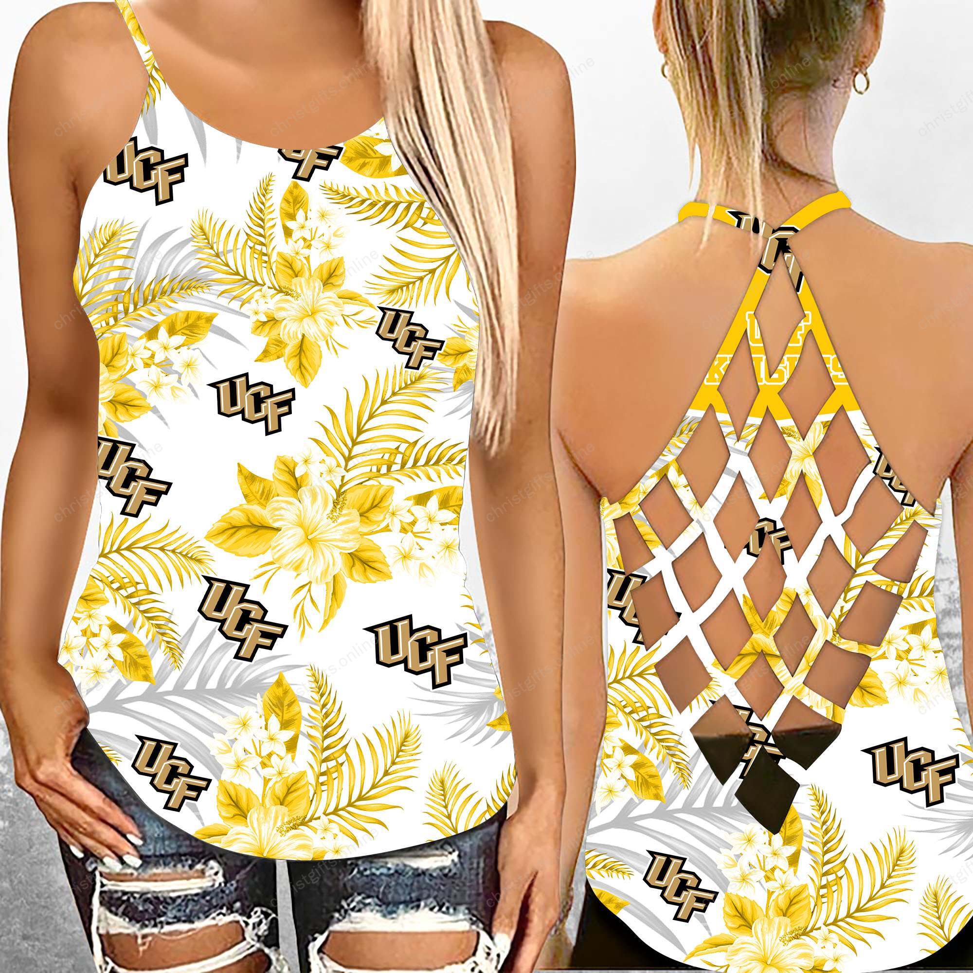 UCF Knights NCAA1-Criss Cross Tanktop Hawaii Style Ds1