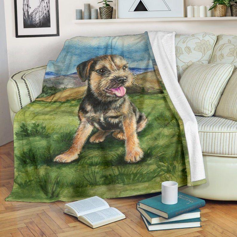 Silli Border Terrier Puppy Dog In The Field Cla0510285F Sherpa Fleece Blanket