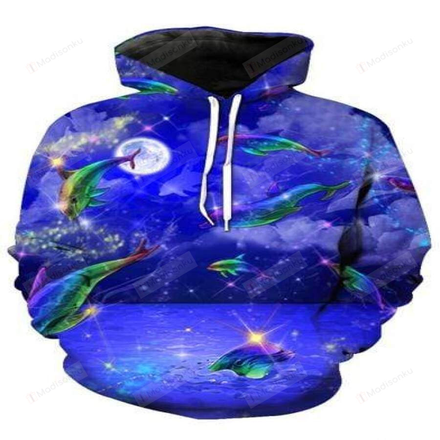 Amazing Dolphin Magic Purple 3D All Print Hoodie, Zip- Up Hoodie