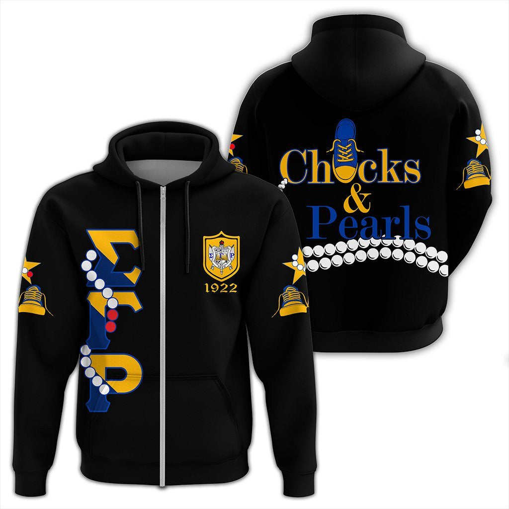 Sorority Hoodie – Sigma Gamma Rho Pearls K.H Chucks N Pearls Zip Hoodie