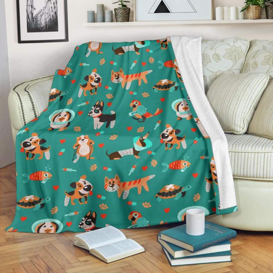 Veterianary Animal Pattern Print Blanket