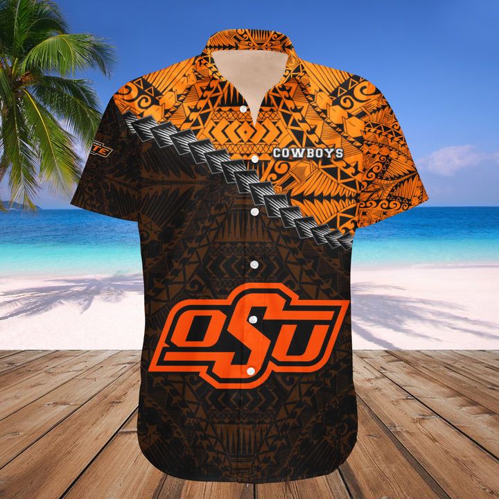 NCAA Oklahoma State Cowboys Orange Black Hawaiian Shirt