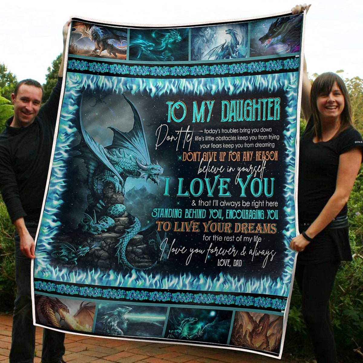 To My Daughter Blanket Dragon Live Your Dream Gift From Dad Fleece Blanket Unique Gifts