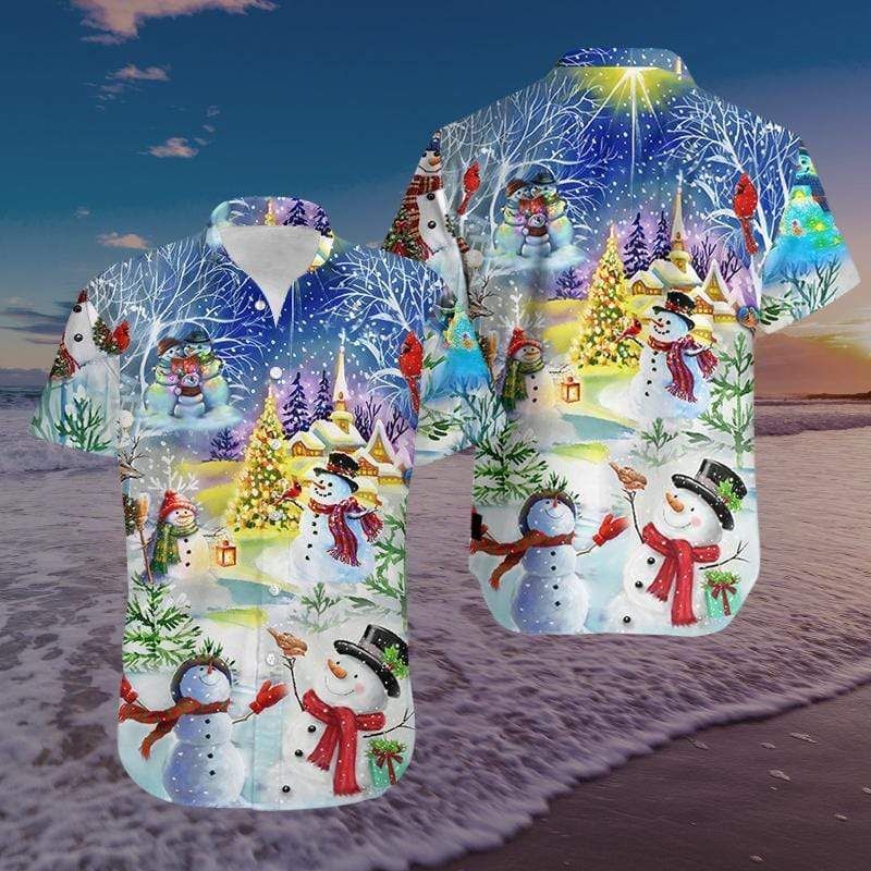 Christmas Snowman So Cute Hawaii Aloha Shirts Ha9694