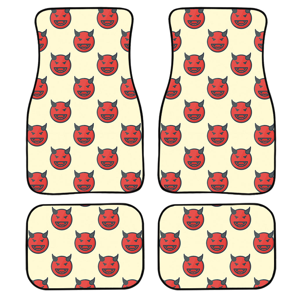 Devil Emoji Pattern Print Front And Back Car Floor Mats, Front Car Mat