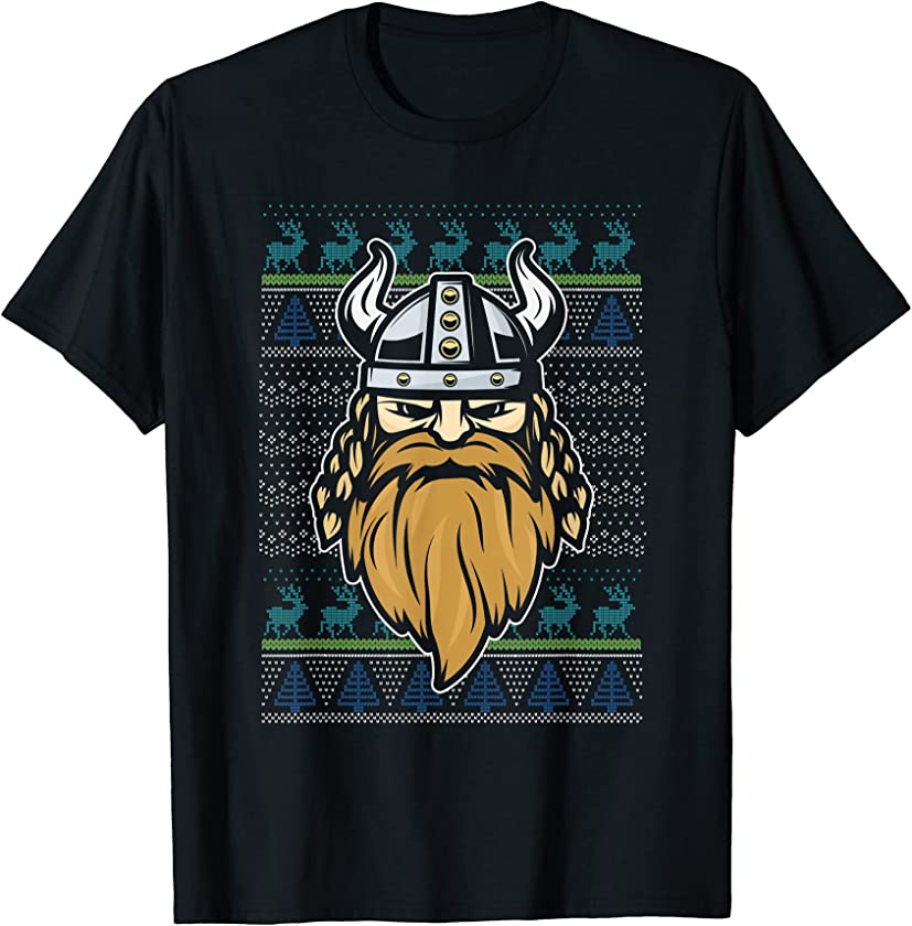 Ugly Christmas Valhalla Warrior Santa Claus New Year Viking T-Shirt