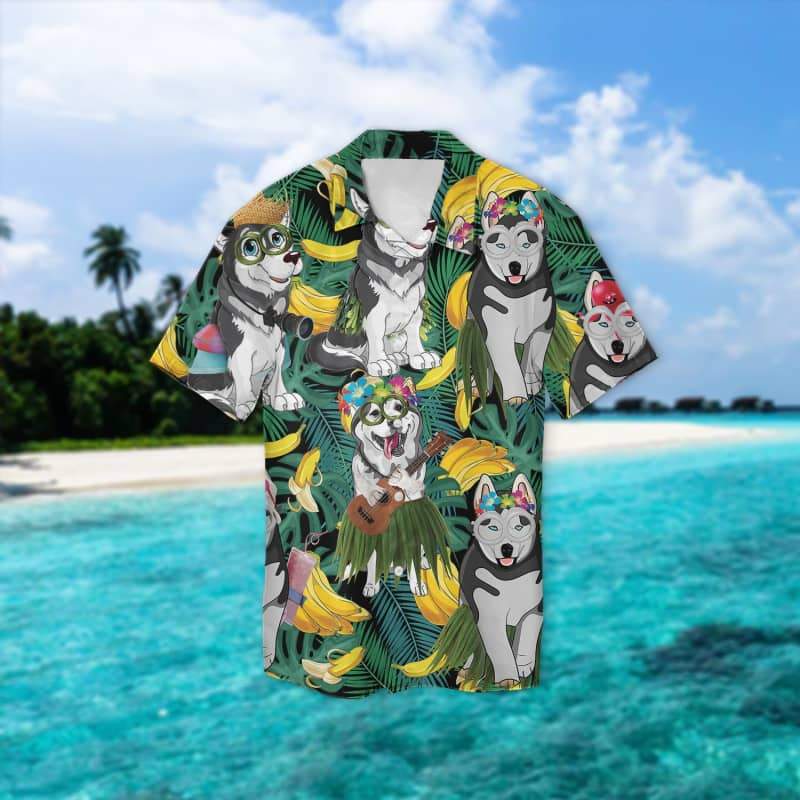 Husky Hawaii Summer Hawaii Unisex Print Aloha Short Sleeve Casual Shirt Ha44991