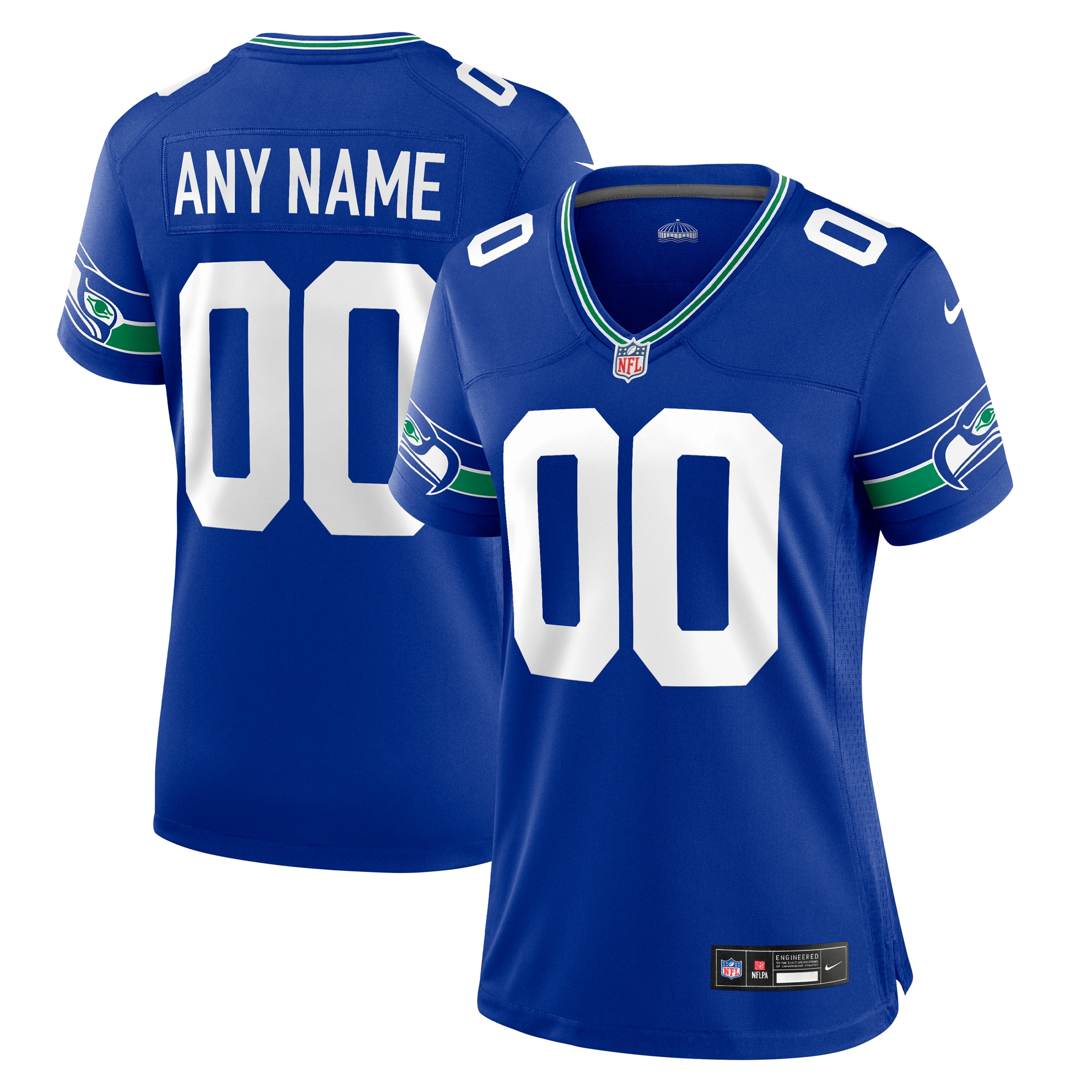 Women’s Seattle Seahawks Royal Throwback Custom Jersey