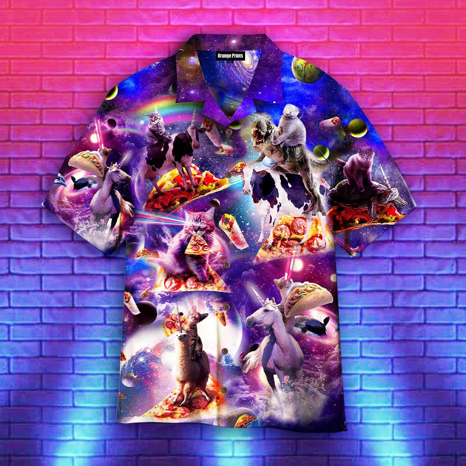 Funny Cat Riding Animal In Galaxy With Taco Hawaii Shirt For Men Women Ha102212