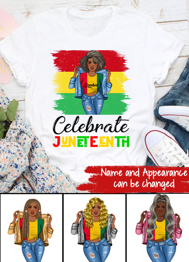 Juneteenth Shirt, Custom Juneteenth Shirt,Celebrate Juneteenth 1865 Black Girl Magic Melanin Women T-Shirt