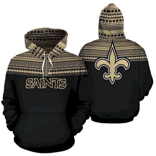 New Orleans Saints Maori Tattoo Gold 3 Unisex 3D Hoodie Gift For Fans