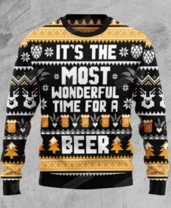 Wonderful Time For A Beer Ugly Christmas Sweater, All Over Print Sweatshirt