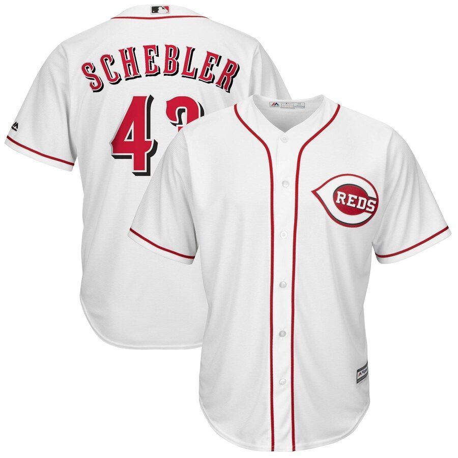 Scott Schebler Cincinnati Reds Majestic Home Cool Base Player Jersey White 2019