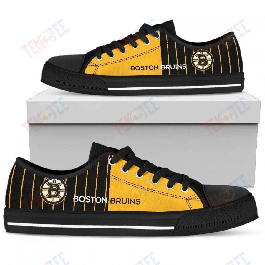 Mens Womens Boston Bruins Simple Design Vertical Stripes Low Top Shoes Custom Print Footwear Convers Sneakers TMT291