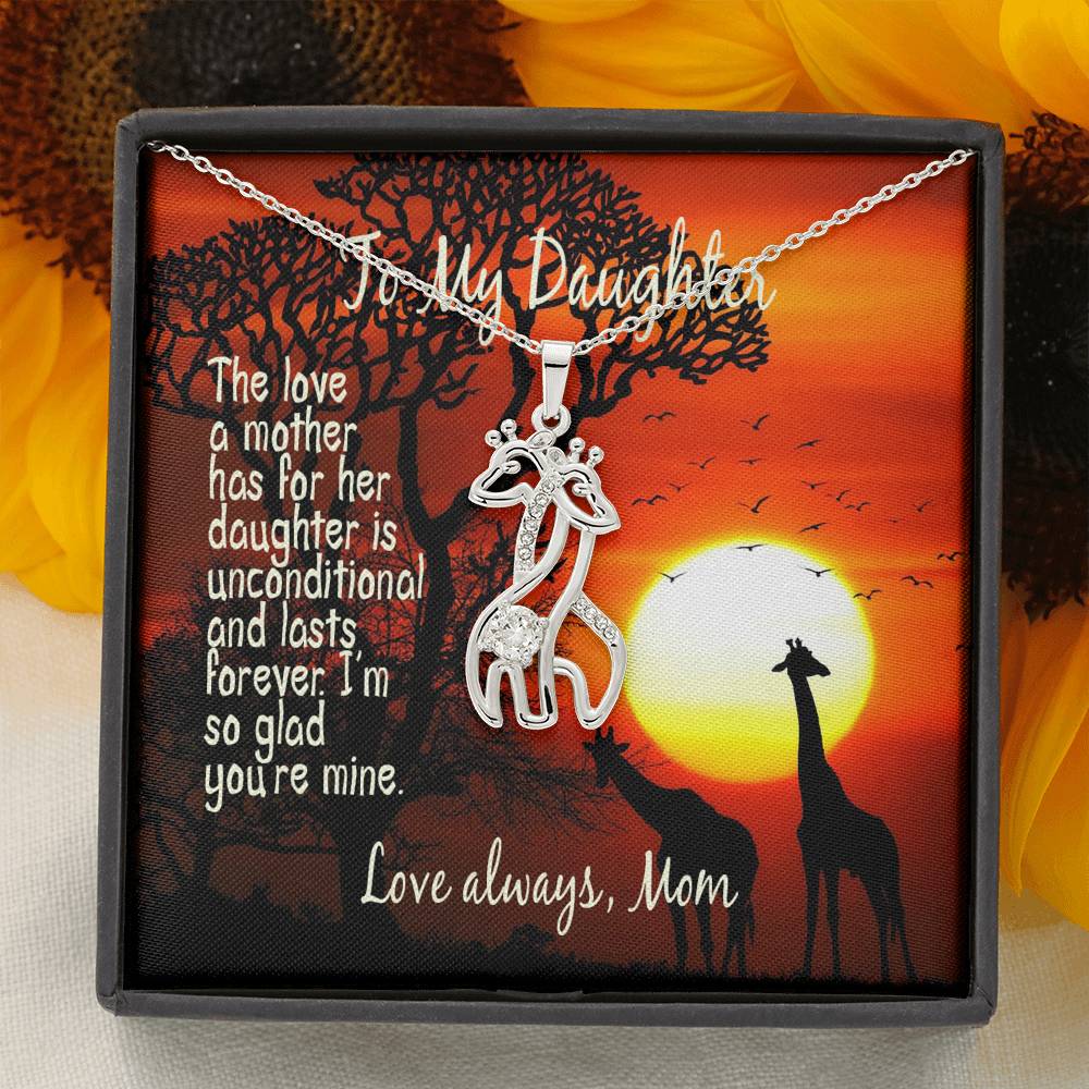 To My Daughter – I’M So Glad You’Re Mine – Love Always, Mom – Giraffe Necklace