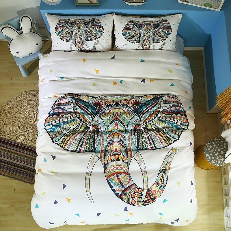 Indi Elephant 3D Printed Bedding Set Soft Lightweight Microfiber Comforter