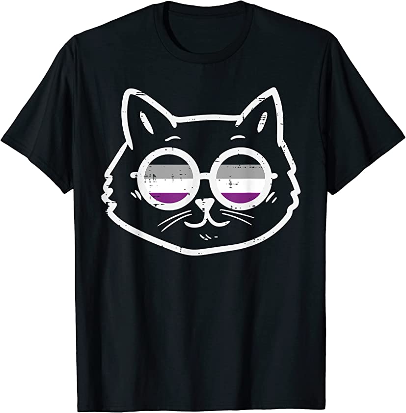 Purride Cat Kitten LGBTQ Asexual Flag Ace Pride Ally Feline T-Shirt