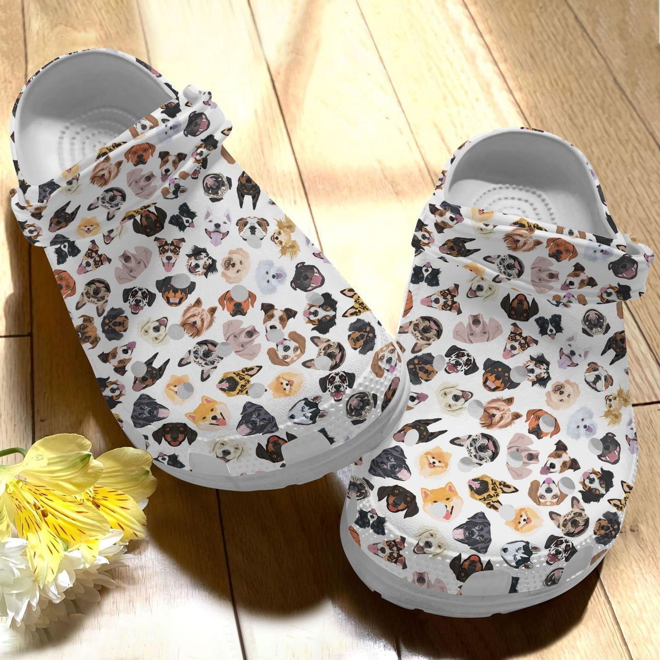 Dogs Personalize Clog, Custom Name, Text, Fashion Style For Women, Men, Kid, Print 3D Smiling Dogs