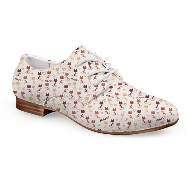 3D Fashion Leather Cat Prints Shoes Spring