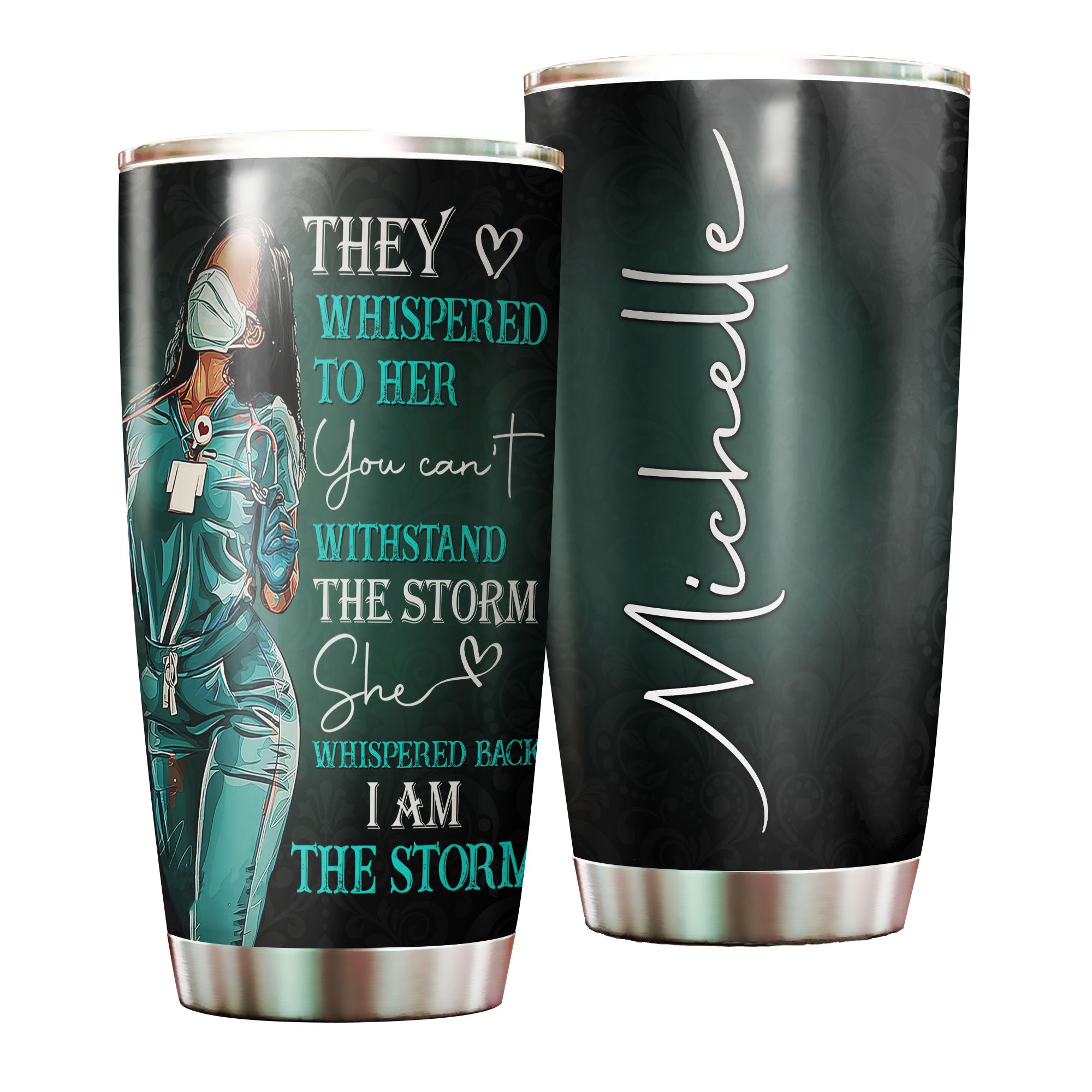 Personalized Black Nurse I Am The Storm Stainless Steel Tumbler – Double-Walled Insulation Vacumm Flask – Gift For Black Queen, International Women’S Day, Nurse’S Day