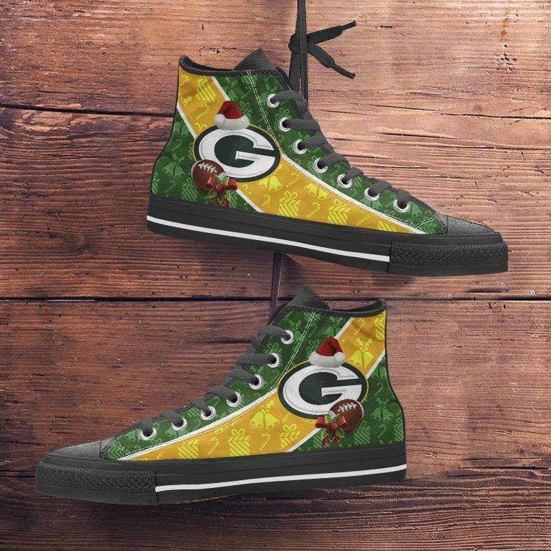 Green Bay Packers Christmas Football Pattern Canvas – V2 High Top Shoes Sneakers